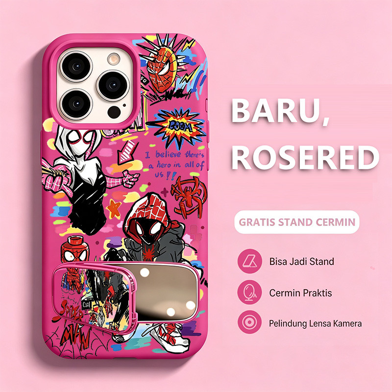 HP อินเทรนด์ Cool Liquid ซิลิโคนกระจกขาตั้งโทรศัพท์ Spiderman Miles และ Gwen Graffiti กรณี Realme C8