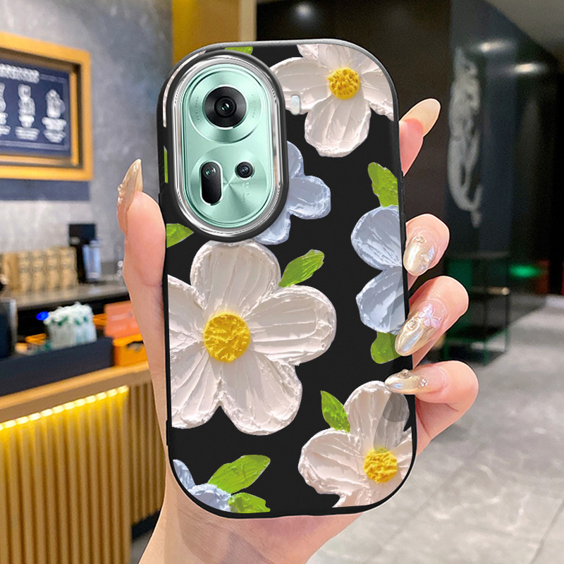 เคสสำหรับ OPPO Reno 11 5G 11 Pro 5G 11F 5G เคสโทรศัพท์ดอกไม้กลมและอ้วนเสื้อแจ็กเก็ตผ้านุ่ม