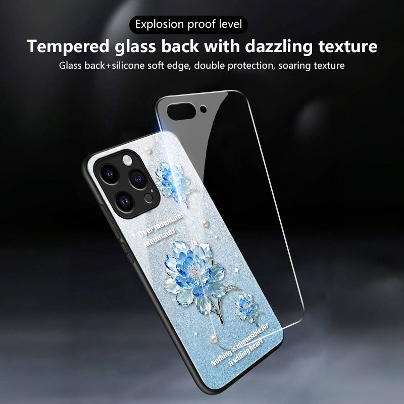 เคสสำหรับ OPPO F11 F11 Pro A9 2019 A9X เคสโทรศัพท์ดอกไม้ไข่มุกเปลือกแก้วกันกระแทก - รูปที่ 3