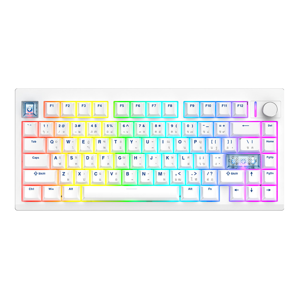 WIRELESS KEYBOARD (คีย์บอร์ดไร้สาย) FANTECH MK921 MAXFIT8 - QMK/VIA BROWN SWITCH RGB EN/TH WHITE ,
