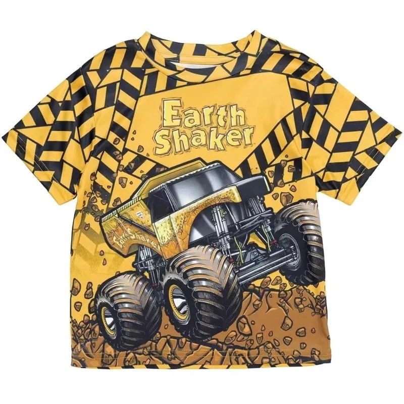 เสื้อยืดลายการ์ตูนรถบรรทุกมอนสเตอร์สำหรับเด็ก พิมพ์ลาย 3D El Toro Loco Grave Digger MAX-D เสื้อยืดคอ