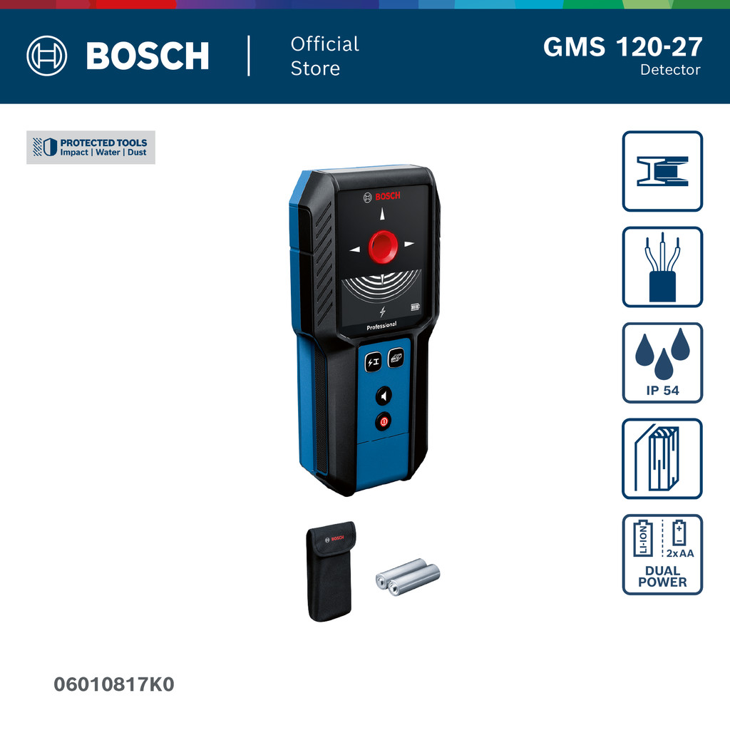 BOSCH GMS 120-27 Professional เครื่องสแกนผนัง/พื้นอัจฉริยะ 120มม. (รหัส 06010817K0)