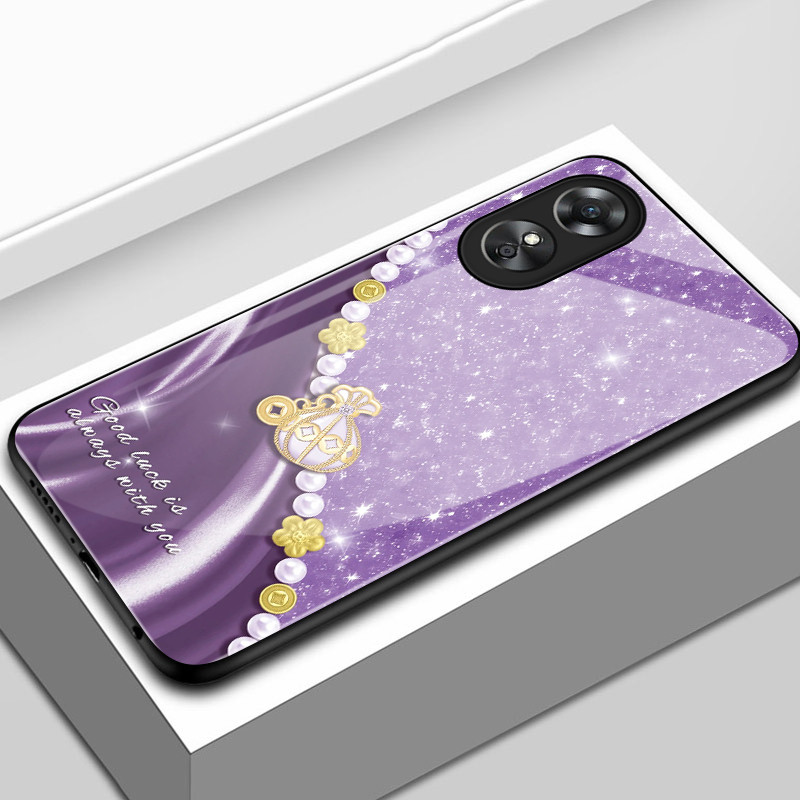 เคสสำหรับ OPPO A17 A17K A18 A38 เคสโทรศัพท์กระเป๋าเงินเปลือกแก้วกันกระแทก
