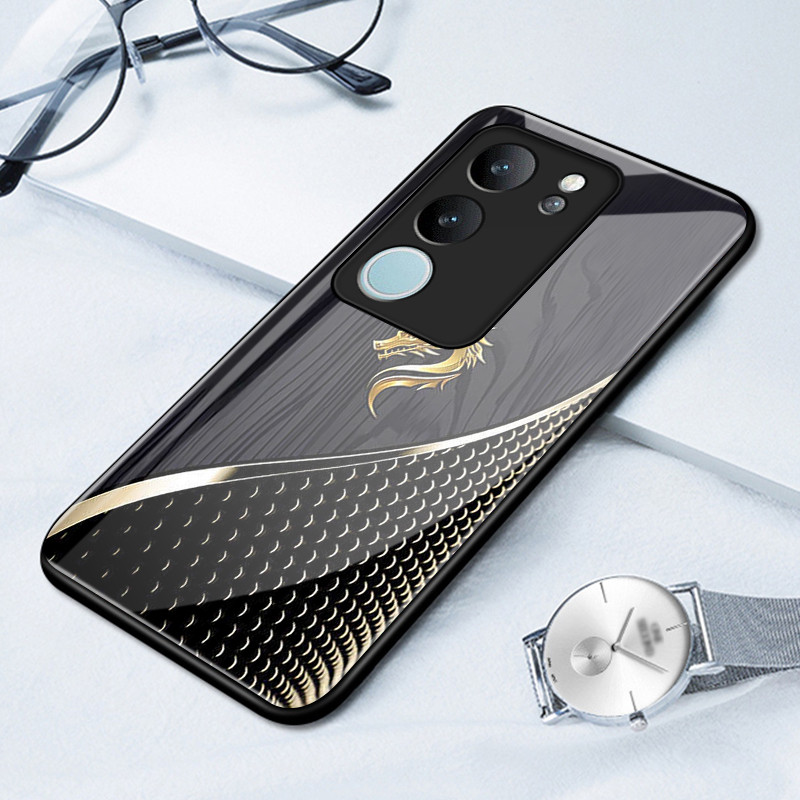 เคสสำหรับ VIVO V29 5G V29 Pro 5G V29E 5G V27 5G V27 Pro 5G เคสโทรศัพท์มังกรเปลือกแก้วกันกระแทก