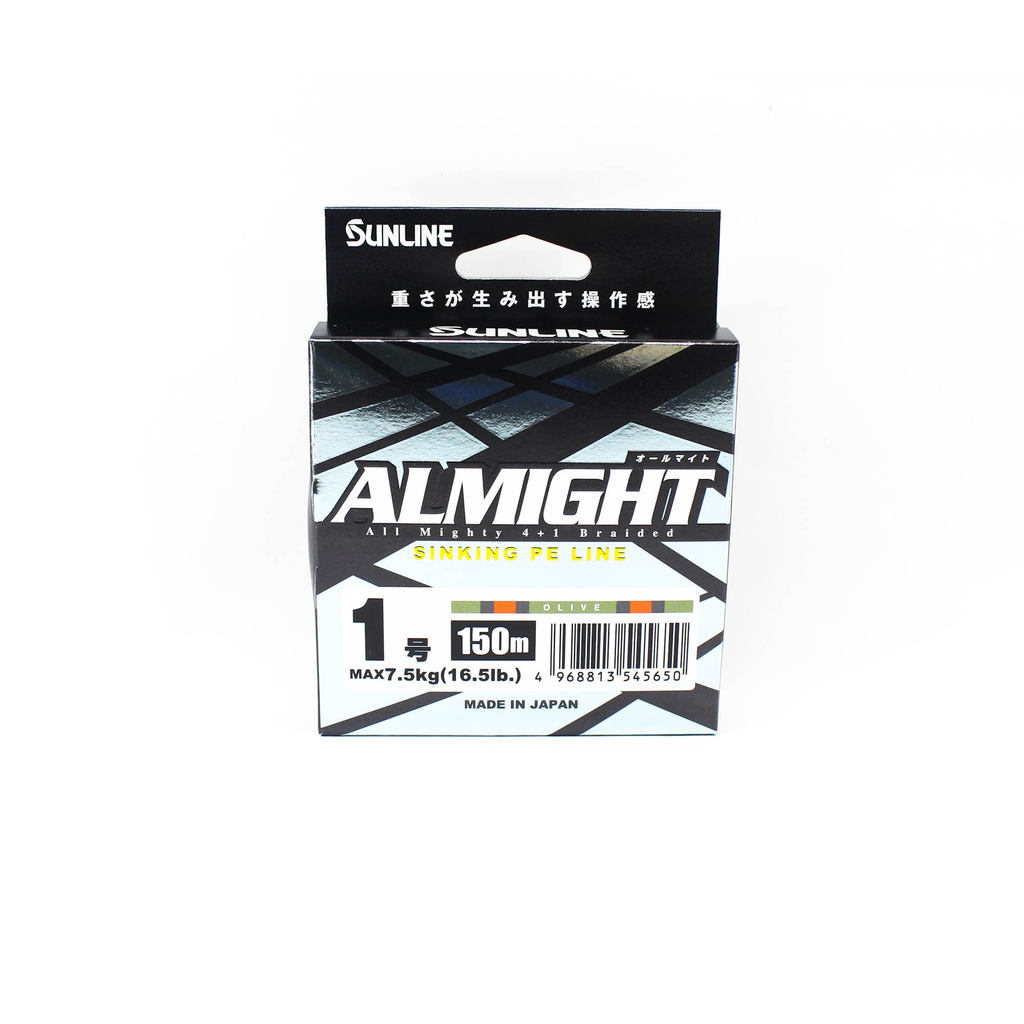 Sunline PE Line X4 Almight Sinking PA 150m PE 1 1 16.5lb Olive (5650)