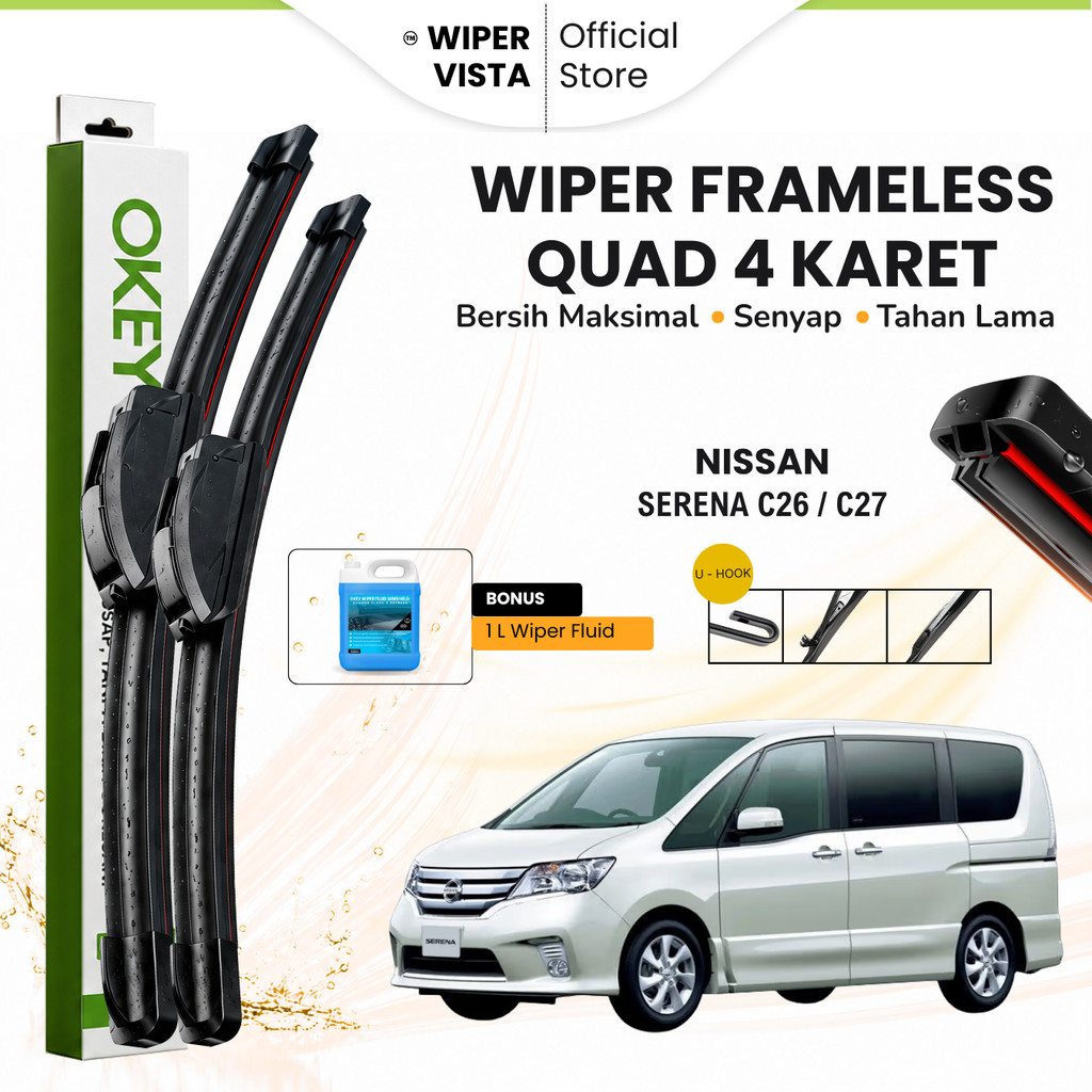 Nissan Serena C26 / C27 Quad ที่ปัดน้ําฝนกระจกรถยนต์ฟรีของเหลว