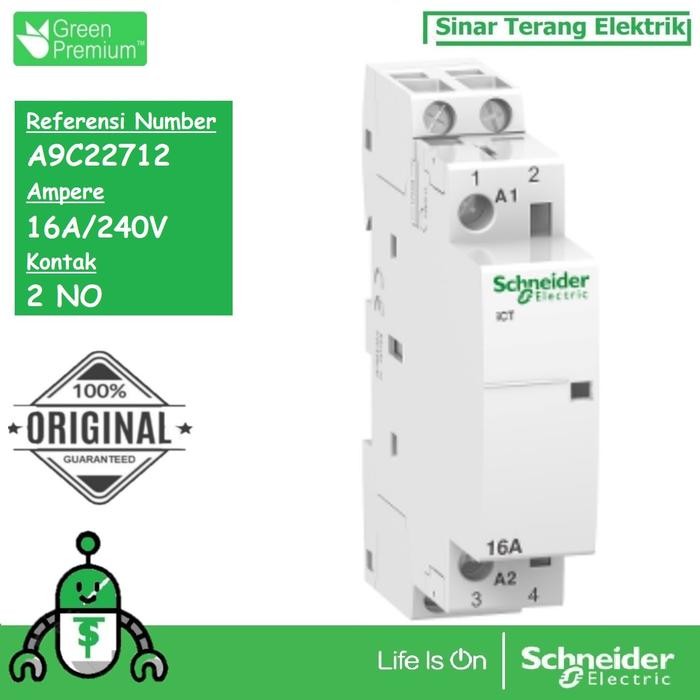 คอนแทคเตอร์ Din iCT 2P 16A 2NO A9C22712 Schneider Electric Acti9