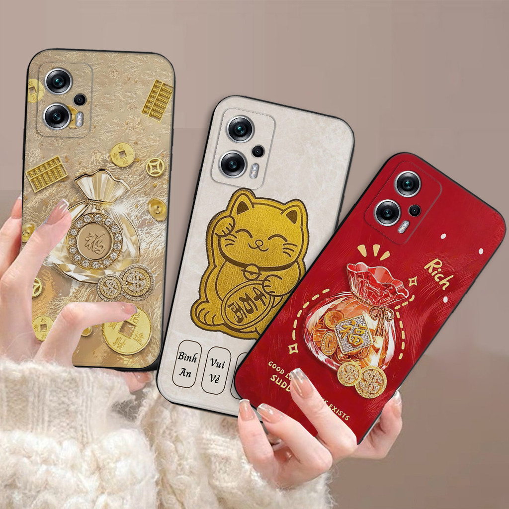 เคส Xiaomi Poco X4 GT / X4 Pro พิมพ์ลายกระเป๋าหยกโชคลาภ ป้องกันกล้อง