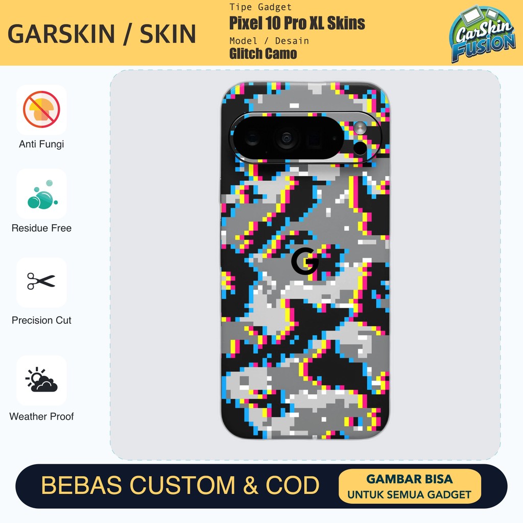 Skin Vinyl Pixel 10 Pro XL Glitch Camo Anti Scratch Protector Case | โดยฟิวชั่น | รหัส - ZF9V