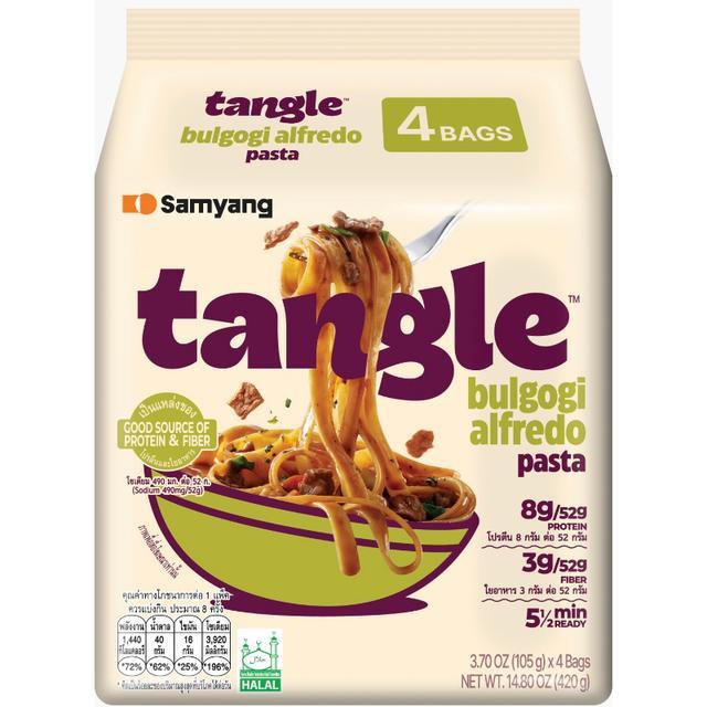 🌋 ซัมยังแทงเกิ้ลบูลโกกิอัลเฟรโด้พาสต้า 105กรัม แพ็ค 4 🌠 Samyang Tangle Bulgogi Alfredo Pasta 105g Pa