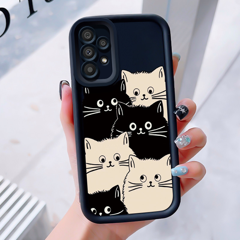 เคสสำหรับ Samsung Galaxy A33 5G A34 5G A53 5G A54 5G A23 A32 เคสโทรศัพท์แมวน่ารักสามสีซิลิโคนกันกระแ