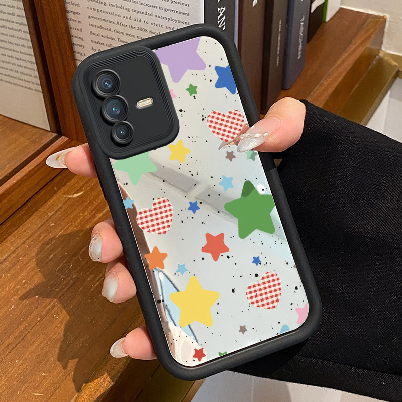 VIVO V23 5G V23i 5G V23E 4G V23E 5G Y75 4GกรณีStarปลอกHPสติกเกอร์รูปแบบกระจกCesingซิลิโคนSoftcase