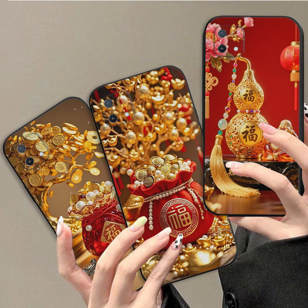 เคส Oppo A16k พิมพ์ลาย 3D God of Wealth เคส Tet โชคดีและโชคลาภ