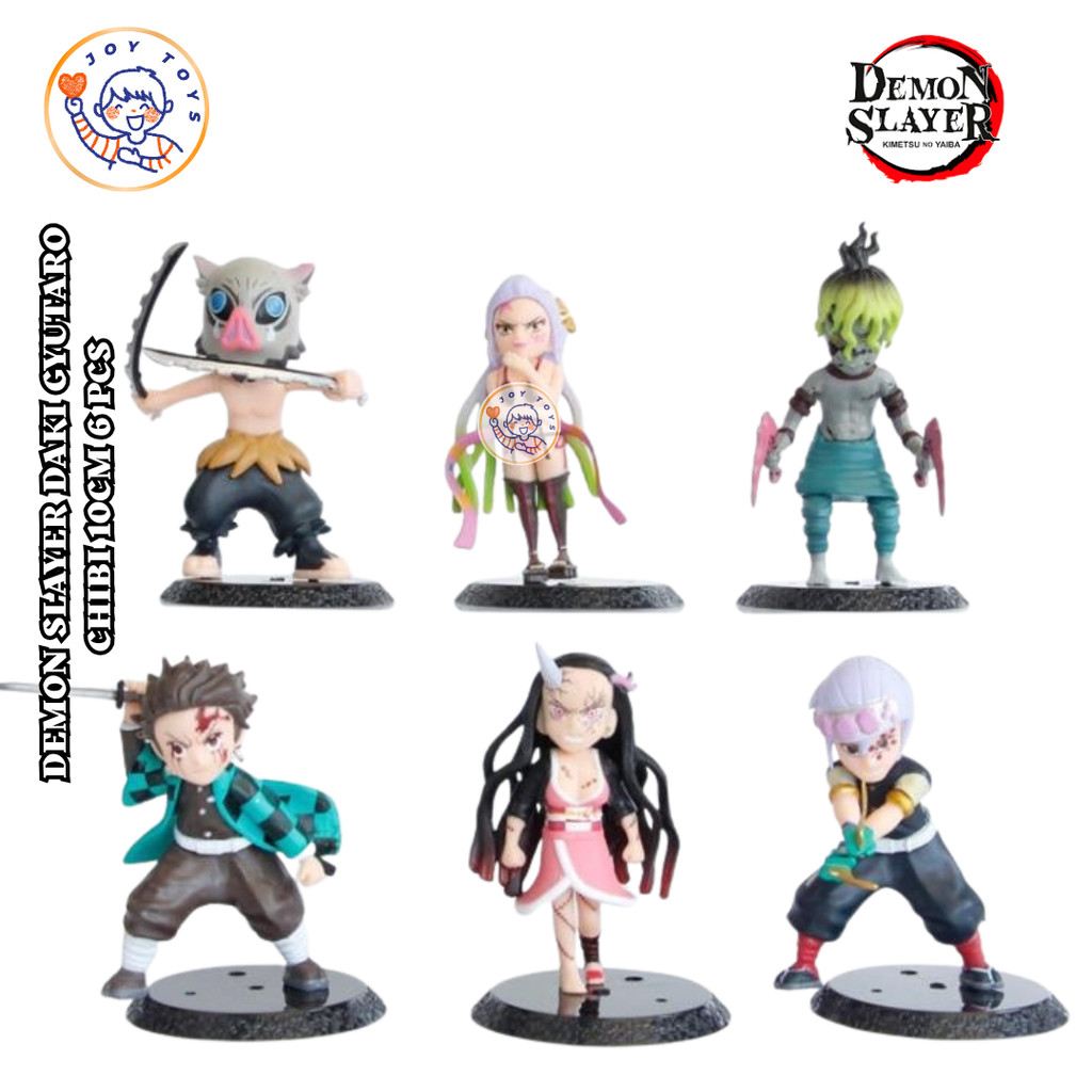 DEMON SLAYER DAKI GYUTARO CHIBI 10CM 6 PCS 160 ANIME ACTION FIGURE ของเล่น