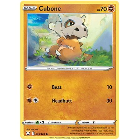 การ์ด Pokemon Cubone - 69/163 - ทั่วไป