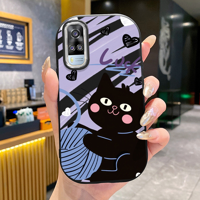 เคสสำหรับ VIVO Y51 2020 Y31 2020 Y51A 2020 Y53s Y33 เคสโทรศัพท์แมวกลมและอ้วนเสื้อแจ็กเก็ตผ้านุ่ม