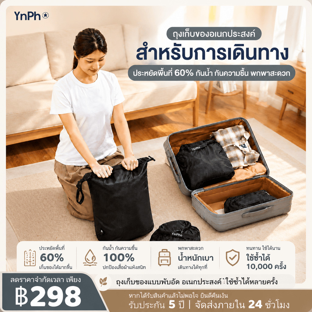 YINPIN กระเป๋าจัดระเบียบ ถุงสูญญากาศ 30Dกระเป๋ากันน้ํา กระเป๋าจัดระเบียบเดินทาง กระเป๋าอเนกประสงค์