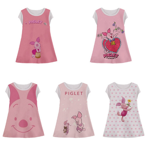 ชุดเด็ก Piglet Pig Tunic 3D Halfprint Girls Anime Cartoon Motif อายุ 1-12 ปี - Sarana 3D