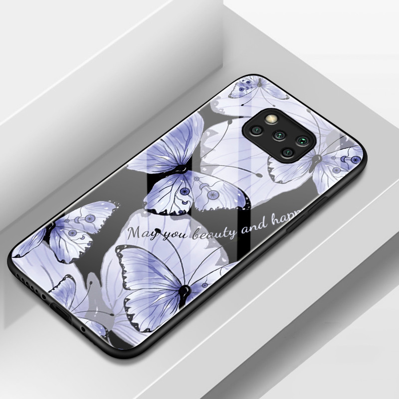 เคสสำหรับ POCO X3 X3 Pro X3 NFC เคสโทรศัพท์แก้วผีเสื้อกลมและอ้วนเสื้อแจ็กเก็ตผ้านุ่ม