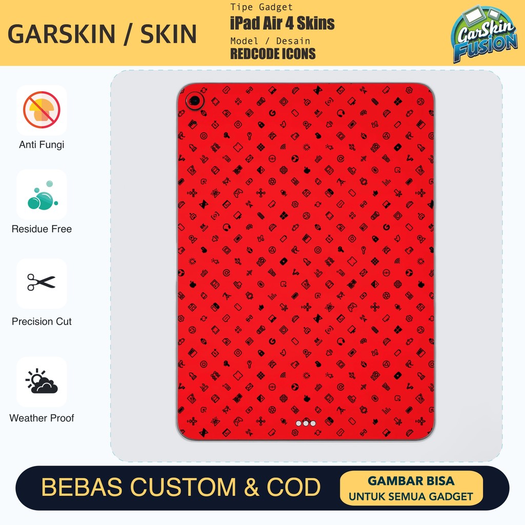 Skin Vinyl iPad Air 4 REDCODE ICONS เคสป้องกันรอยขีดข่วน | โดยฟิวชั่น | รหัส - UOZ7