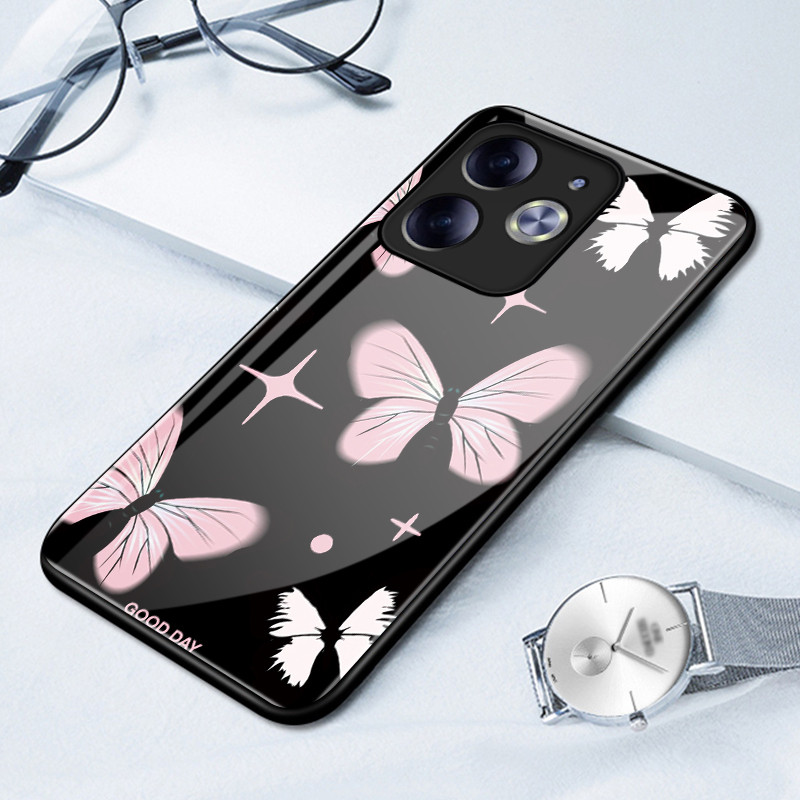 เคสสำหรับ Tecno Pova 6 Pova 6 Pro Pova 6 Neo เคสโทรศัพท์แก้วผีเสื้อป้องกันการตกช็อตเต็ม