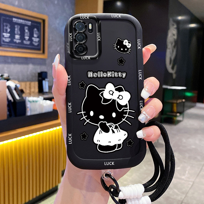 เคสสำหรับ OPPO A16 A16s A54s เคสโทรศัพท์แมวสายคล้องซิลิโคนกันกระแทก