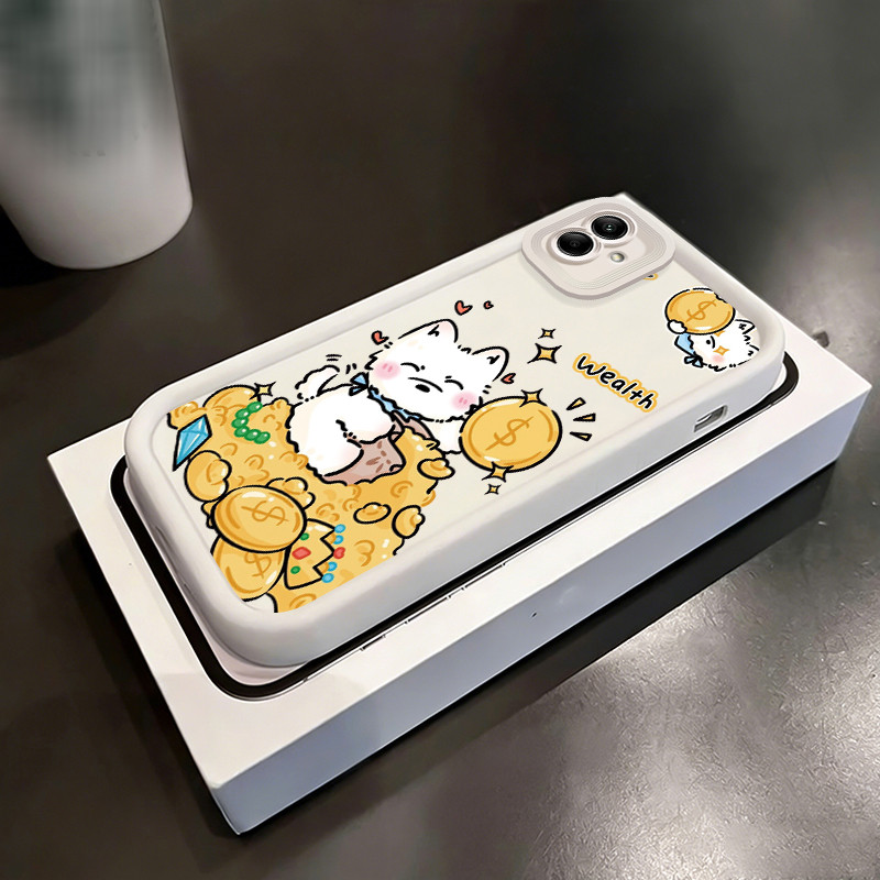 SAMSUNG HPเคสโทรศัพท์สําหรับSamsung Galaxy A04 A04E A04s M04 F04 M13 5Gกรณีการ์ตูนแมวทองStack Richกร