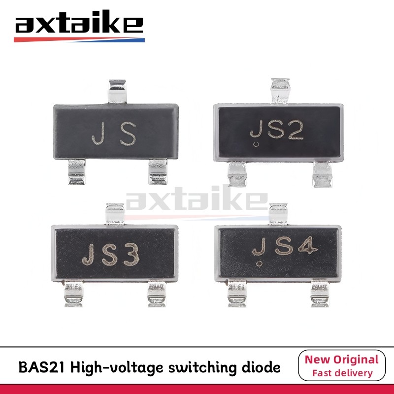 100PCS BAS21 BAS21A BAS21C BAS21S JS JS2 JS3 JS4 SOT-23 250V 200mA SMD Switching Diode ทรานซิสเตอร์ 