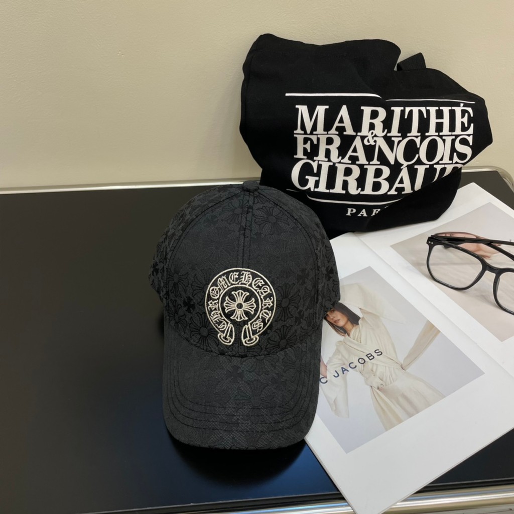 Gucci999 Classic GG Grain หมวกเบสบอลหนังสีดํา