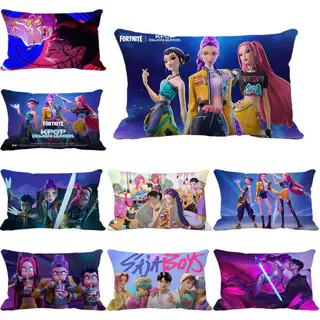 ปลอกหมอนพิมพ์ลาย K-Pop Demon Hunters ขนาด 50x30 ซม. และ 74x48 ซม. วัสดุนุ่ม สัมผัสดี