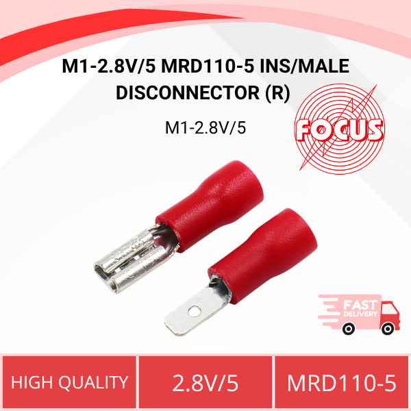 M1-2.8V/5 MRD110-5 INS/MALE DISCONNECTOR (R) (1PACK=10PCS)