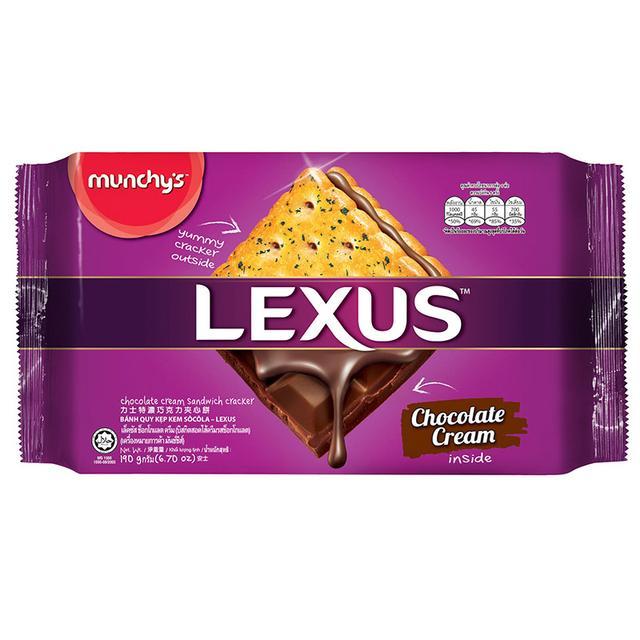 👒 มันชี่เล็คซัสบิสกิตครีมช็อกโกแลต 190กรัม 🎡 SKU 9556439882027 🛶 Munchy Lexus Chocolate Cream Biscui