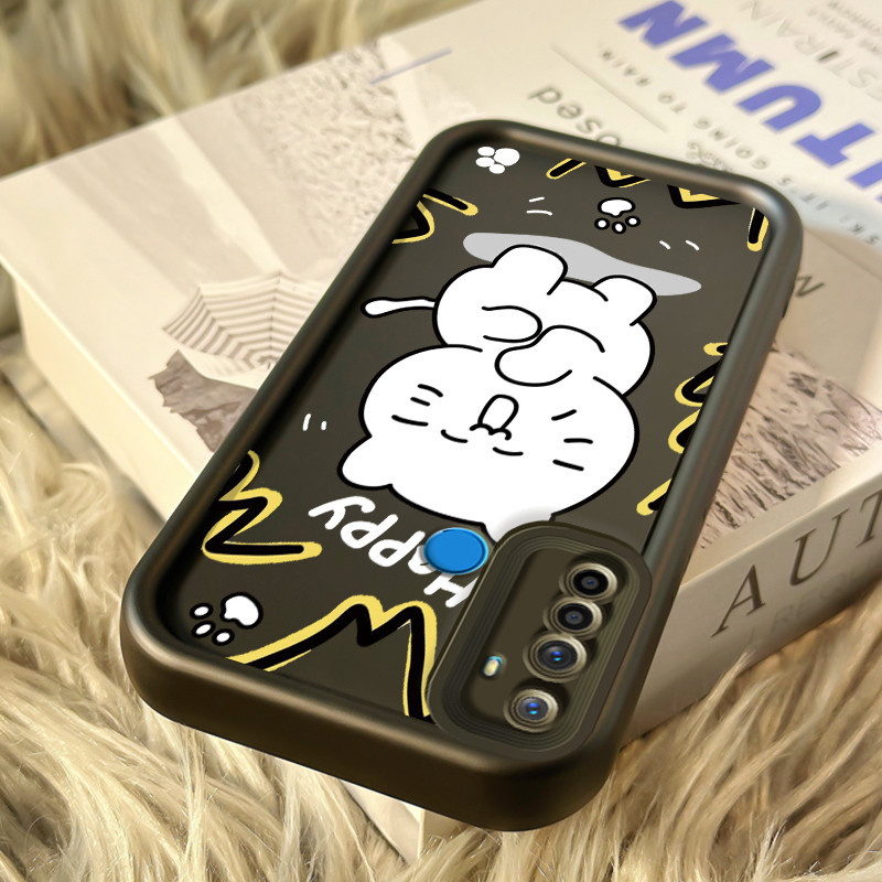 HP เคสโทรศัพท์สําหรับ Realme 5 5i 5s 6i C3 C3i Narzo 10 10A 20A เคสโทรศัพท์ Happy Cat รูปแบบเคสโทรศั