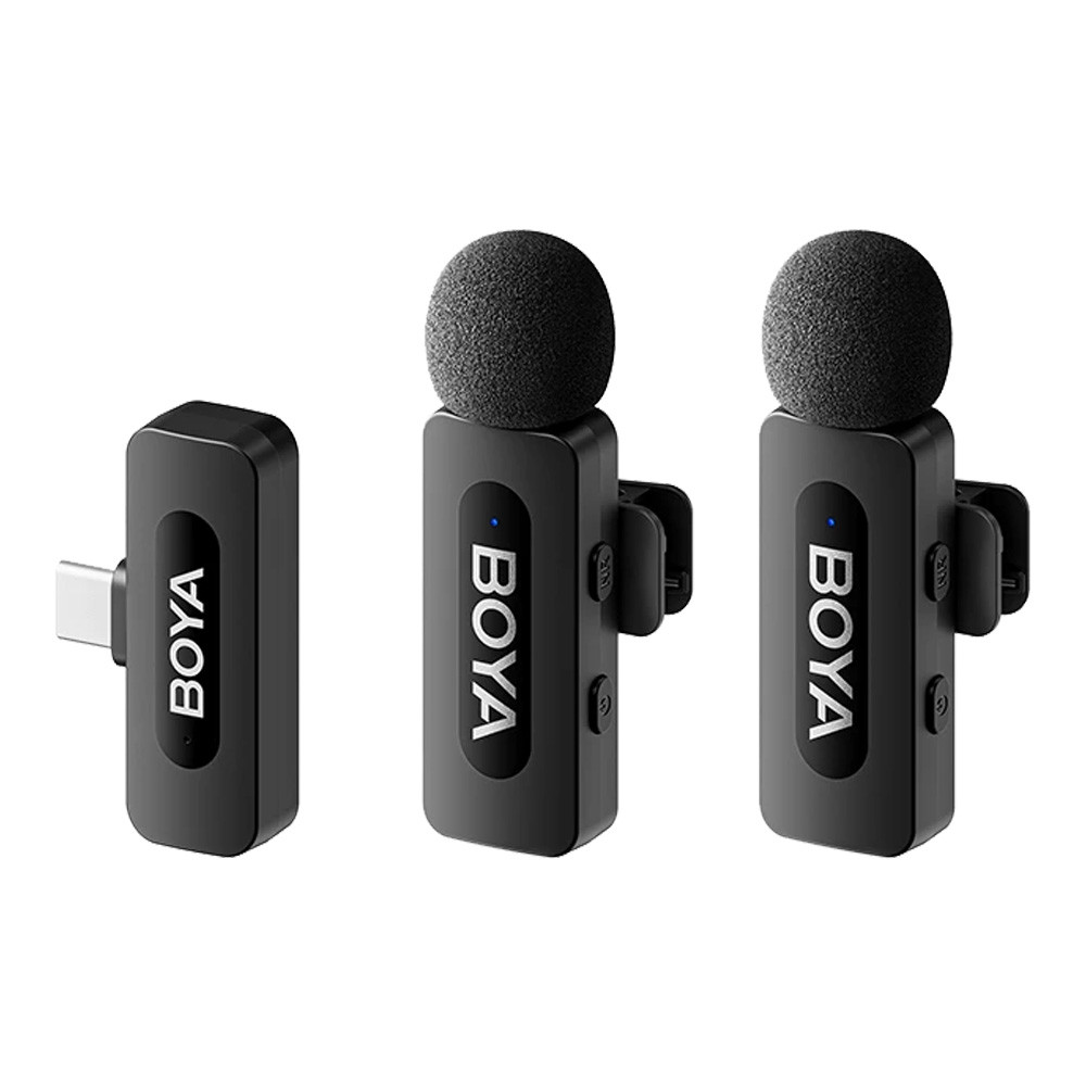 WIRELESS MICROPHONE (ไมโครโฟนไร้สาย) BOYA BY-V20 V2.0 2 MIC + USB-C RECEIVER - BLACK ;