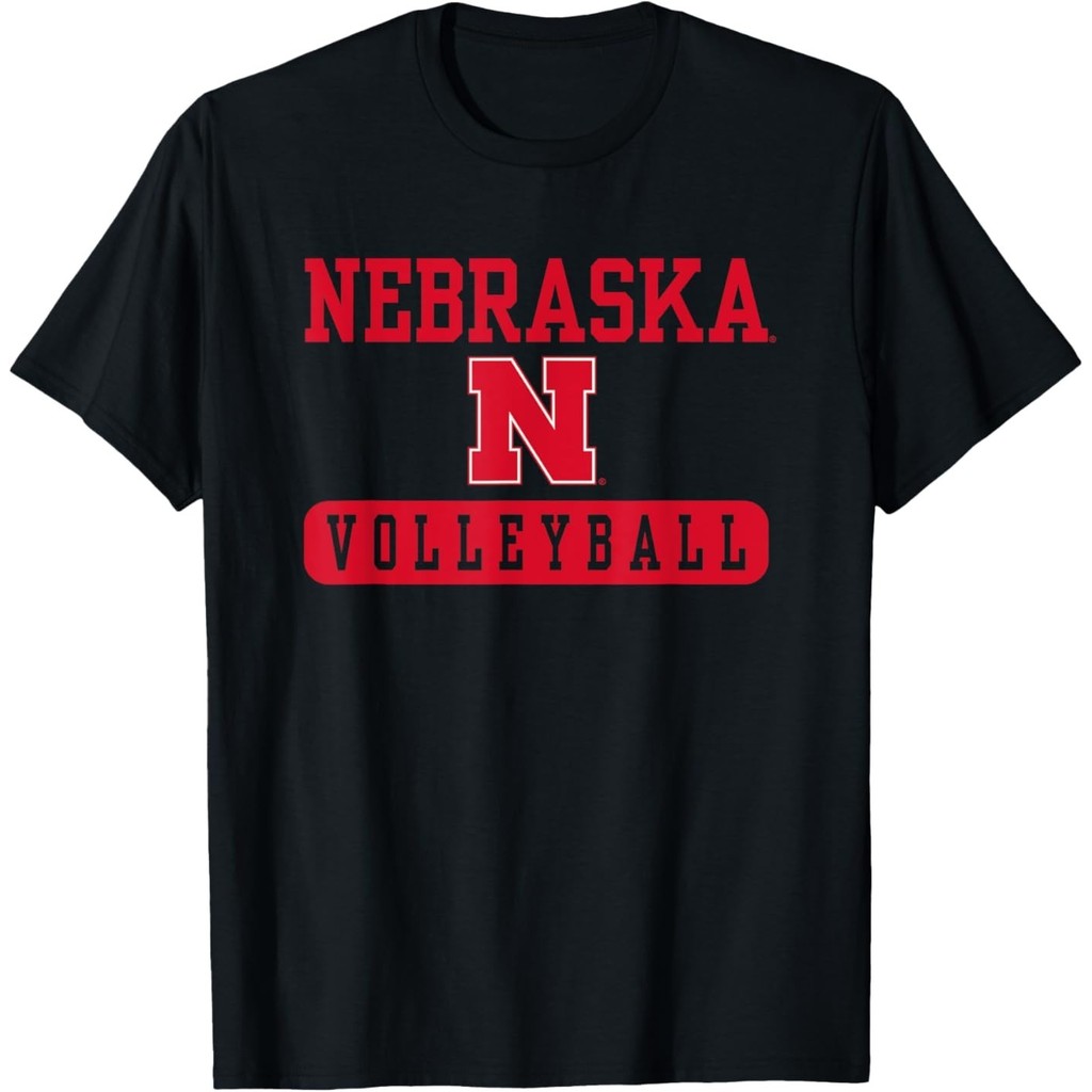 เสื้อยืดสีดำ Nebraska Cornhuskers Volleyball สำหรับทุกเพศ