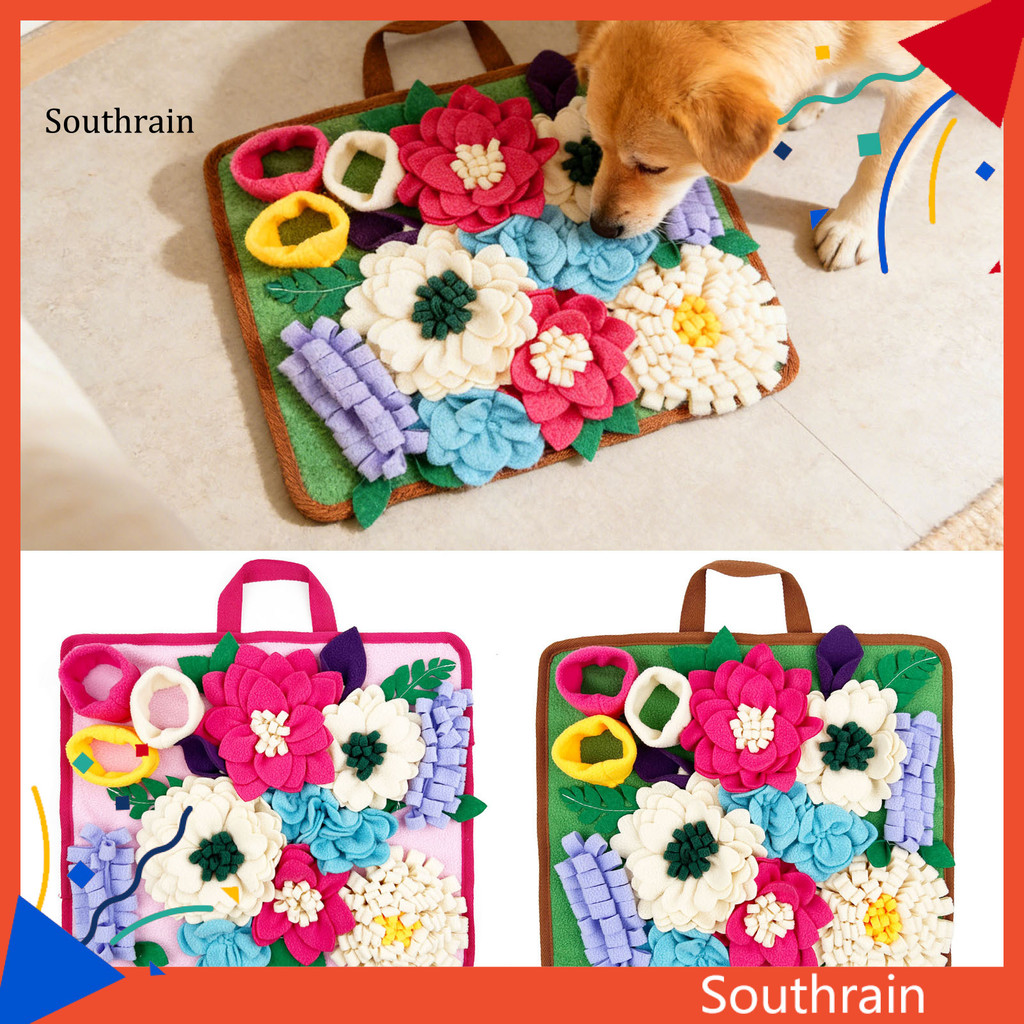 Pet Snuffle Mat Washable Dog Snuffle Mat Multi Flower Design Slow Feeding Mat Encourages Natural For