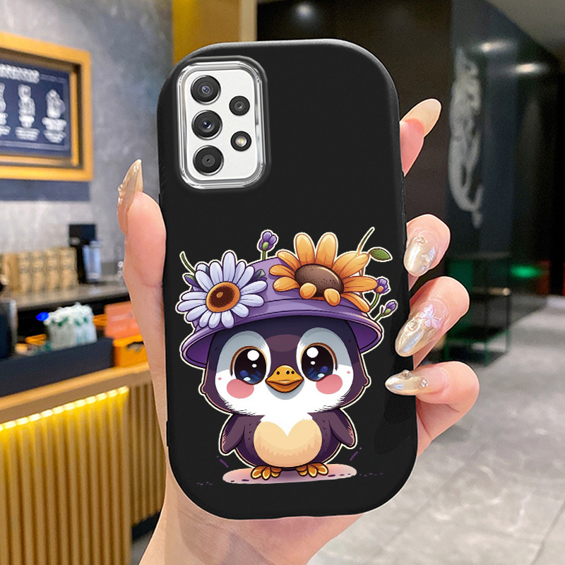 เคสสำหรับ Samsung A52 A52s A53 A32 M32 A73 5G เคสโทรศัพท์กลมและอ้วนเพนกวินซิลิโคนเสื้อแจ็กเก็ตผ้านุ่ม
