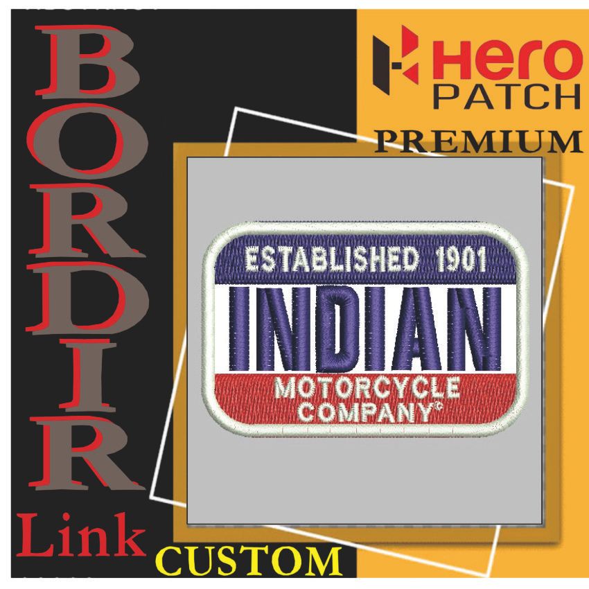 HP-469 INDIAN MOTORCYCLE LOGO EMBROIDERY PATCH EST 1901