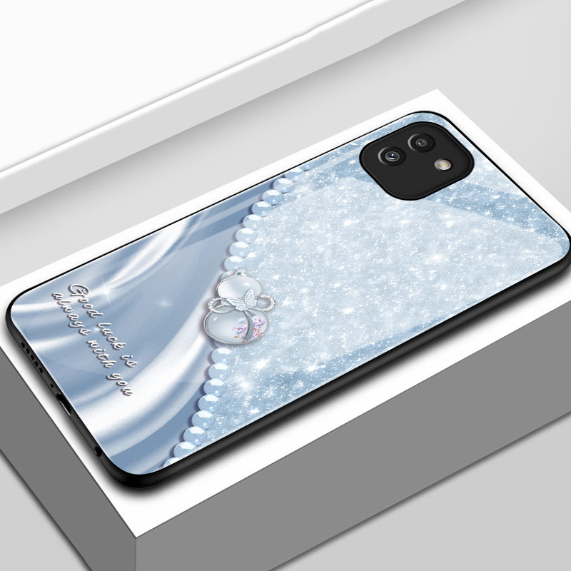 เคสสำหรับ Samsung A03 A02s A03s M02s F02s A02 M02 เคสโทรศัพท์ฝักหรือหูรูไข่มุกเปลือกแก้วกันกระแทก