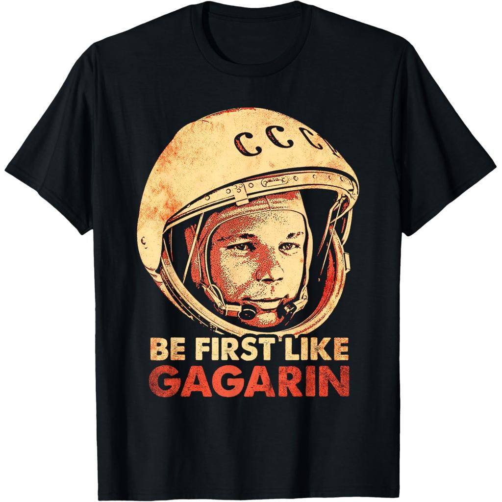เสื้อยืดผ้าฝ้ายแขนสั้น ออกแบบตามธีม Yuri Gagarin นักบินอวกาศคนแรกของโซเวียต คุณภาพสูง