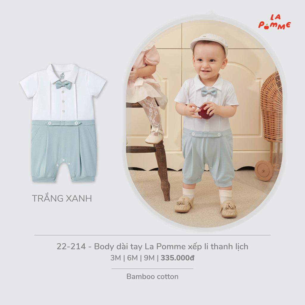 (3M-9M) La Pomme - ชุดบอดี้สูทแขนกุด La Pomme Deluxe จีบหรูหรา (รหัส 22214) - SS26.T7A ( ZZ )