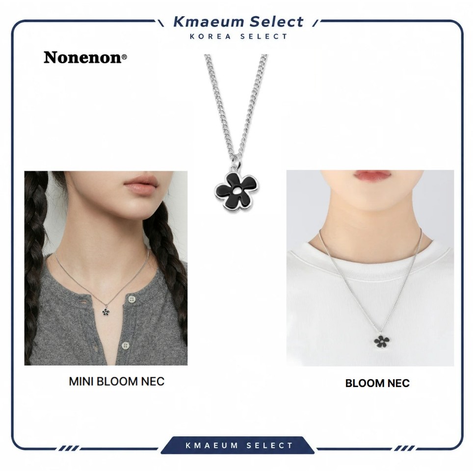 NONENON Bloom Flower Necklace Mini & Regular Silver Gold Chain Pendant SML