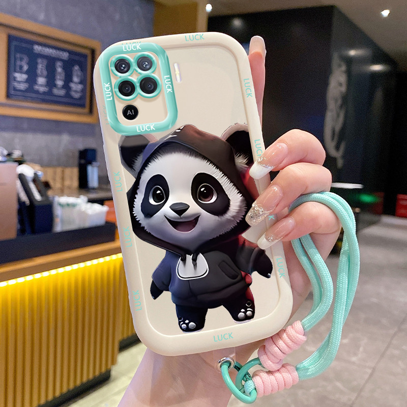 เคสสำหรับ OPPO A94 Reno 5F Reno5 F Reno 5 Lite F19 Pro เคสโทรศัพท์แพนด้าซิลิโคนเสื้อแจ็กเก็ตผ้านุ่ม