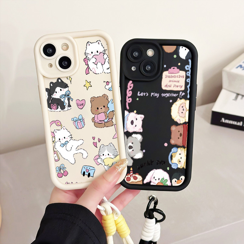 เคสสำหรับ Samsung Galaxy A33 5G A34 5G A53 5G A54 5G A23 A32 เคสโทรศัพท์สัตว์น่ารักสายคล้องสามสีซิลิโคนกันกระแทก ราคา ถูกที่สุด ดีลบีเคเค แกลเลอรีภาพที่ 4