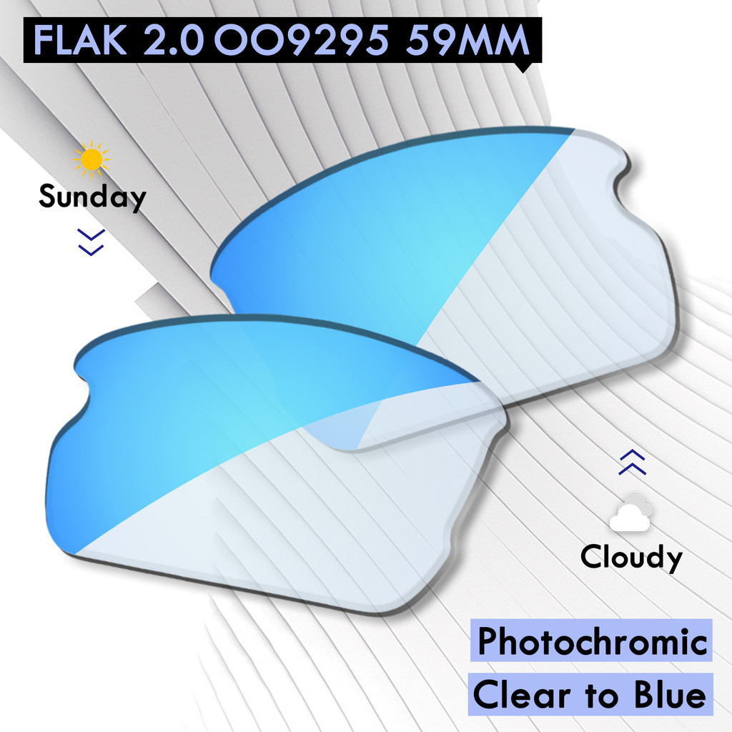 Photochromic Clear to Blue-AUTO Lens Replacement for Flak 2.0 OO9295 59mm Sunglass