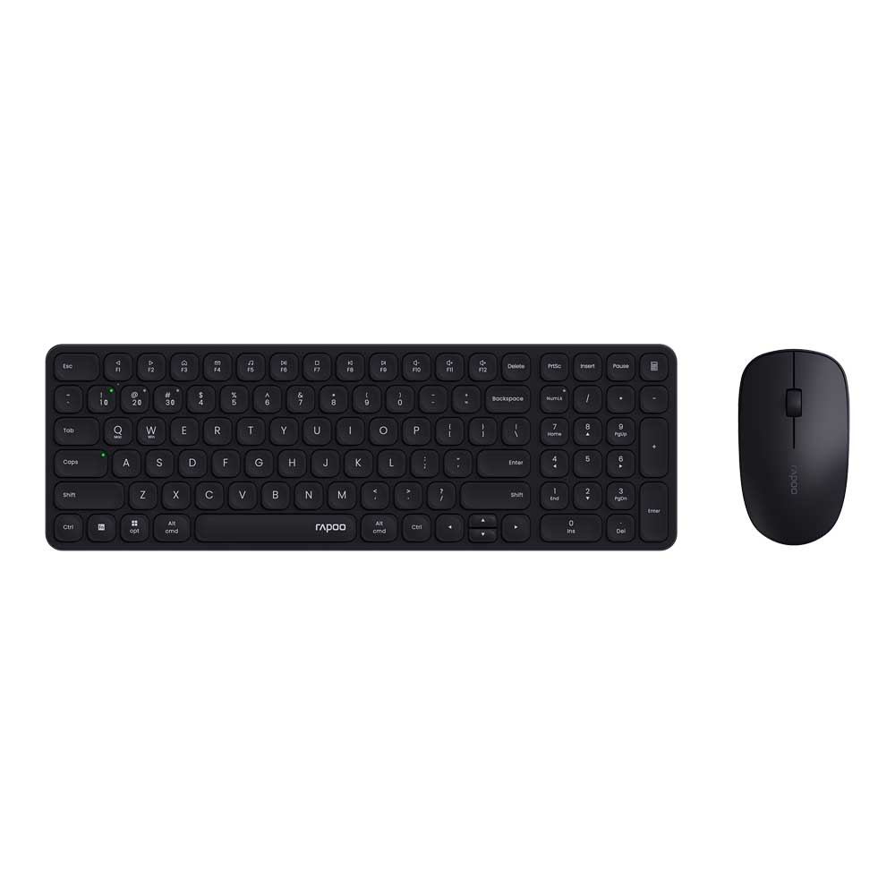 KEYBOARD & MOUSE (คีย์บอร์ดและเมาส์ไร้สาย) RAPOO 9320M MULTI-MODE (BLACK) (9320M-BK) \