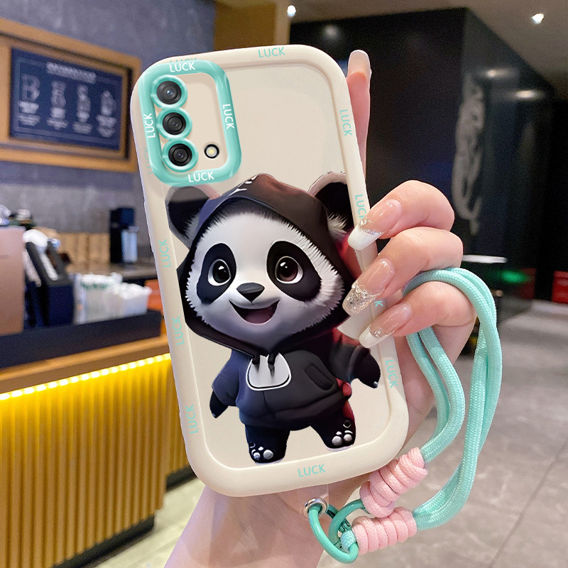 เคสสำหรับ OPPO A74 A95 F19 F19s Reno 6 Lite เคสโทรศัพท์แพนด้าซิลิโคนเสื้อแจ็กเก็ตผ้านุ่ม