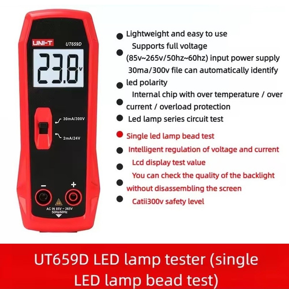 {ใหม่}UT659A/UT659D เครื่องทดสอบไฟ LED – 0–300V เครื่องทดสอบเอาต์พุตสําหรับแถบไฟ LED
