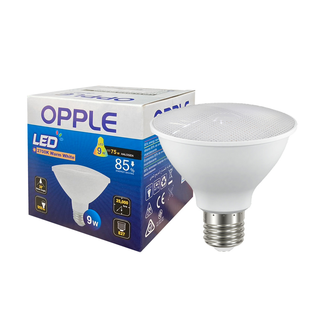 หลอดไฟ PAR30 LED 9W Warm White OPPLE รุ่น E1PAR30E27-9W38DWWCT