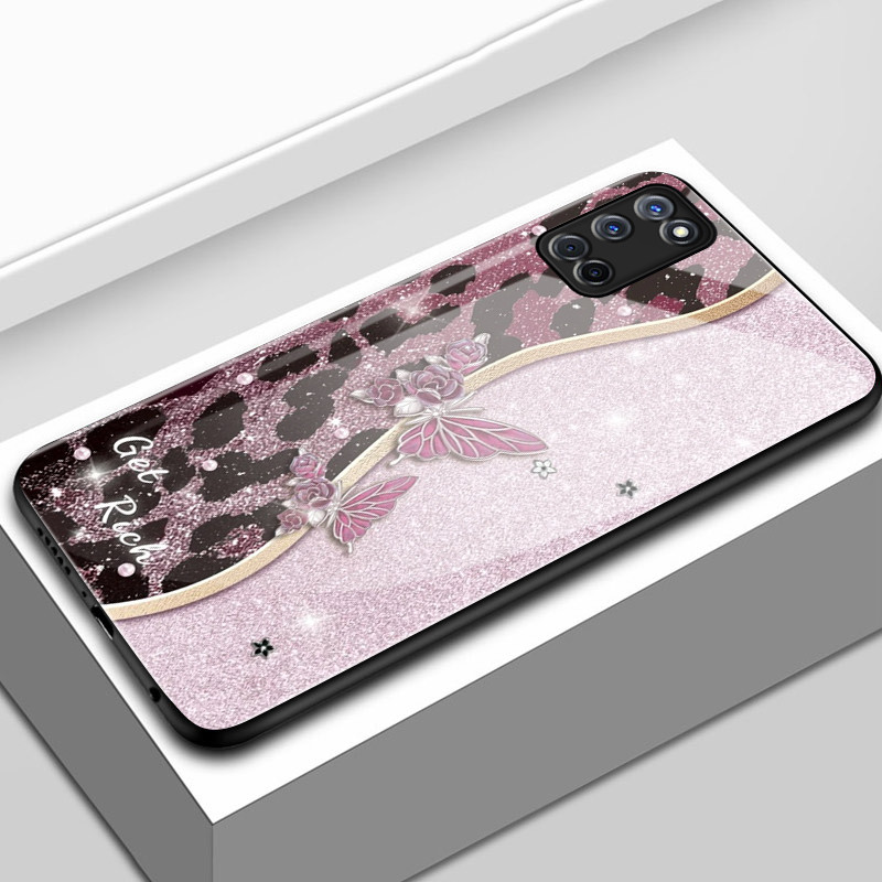เคสสำหรับ OPPO A52 A72 A92 เคสโทรศัพท์ผีเสื้อเปลือกแก้วกันกระแทก